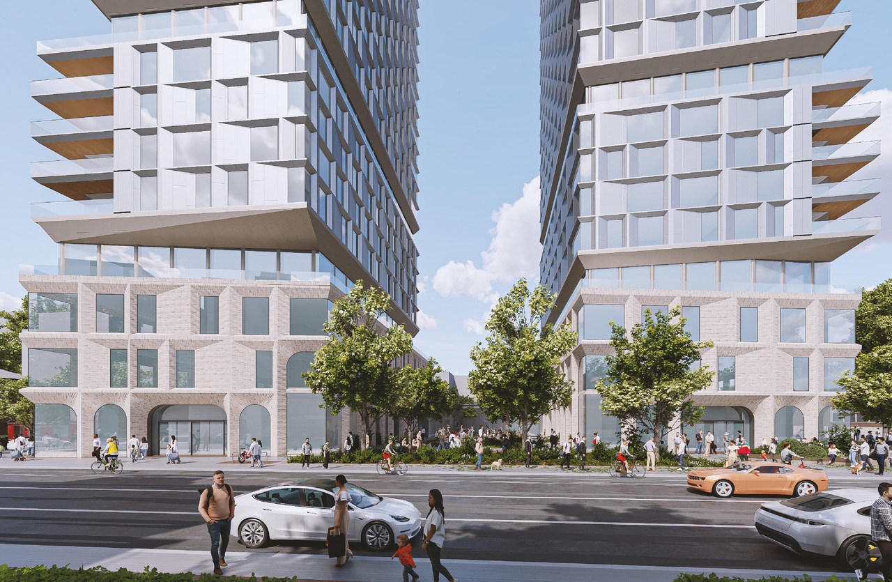 Rendering of building from page 9 of the file '2025-09-03 - SDRP Design Brief - Package 3 - D01-01-20-0019'