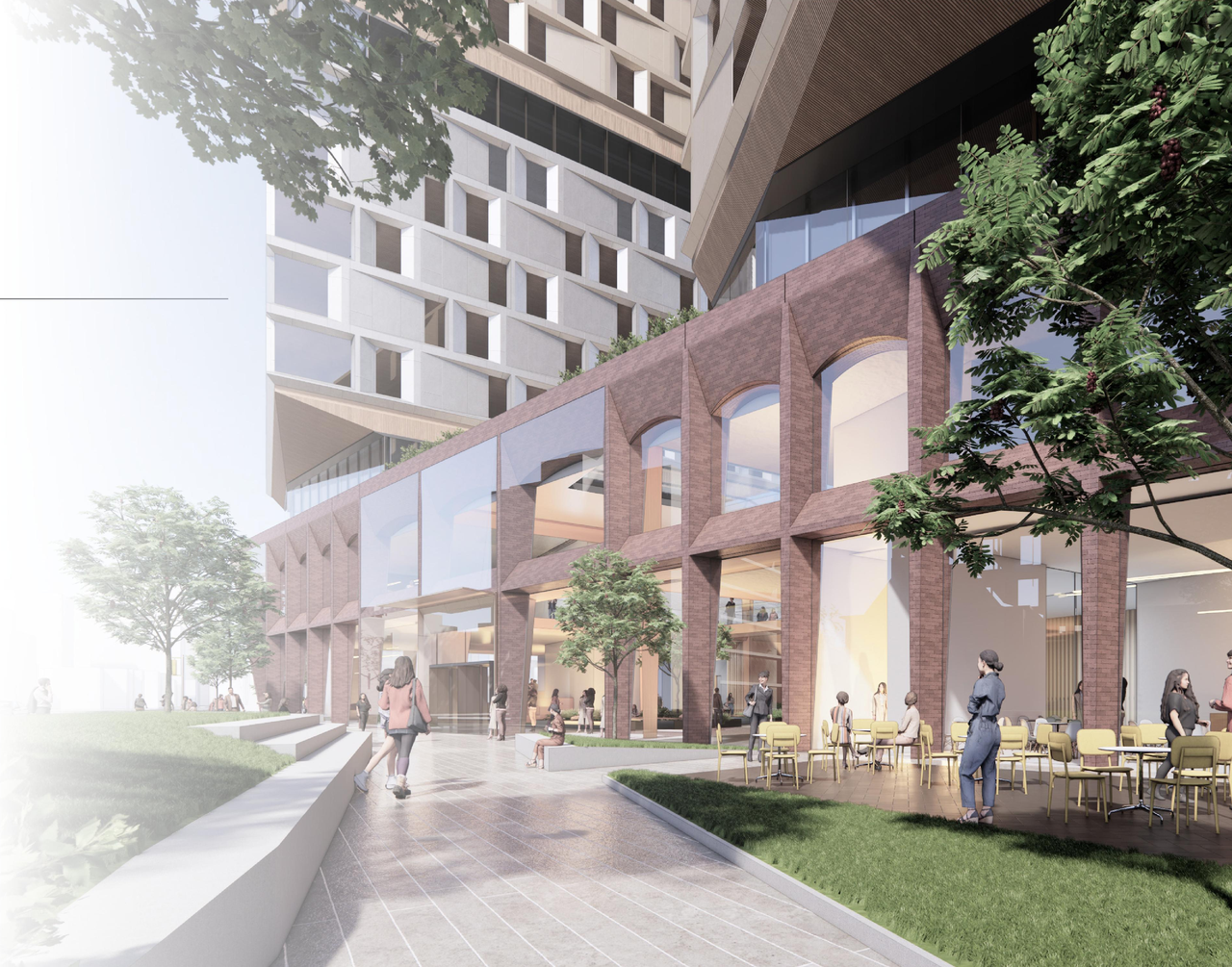 Rendering of building from page 25 of the file '2024-05-07 - Special Design Review Panel Presentation - D01-01-20-0019'