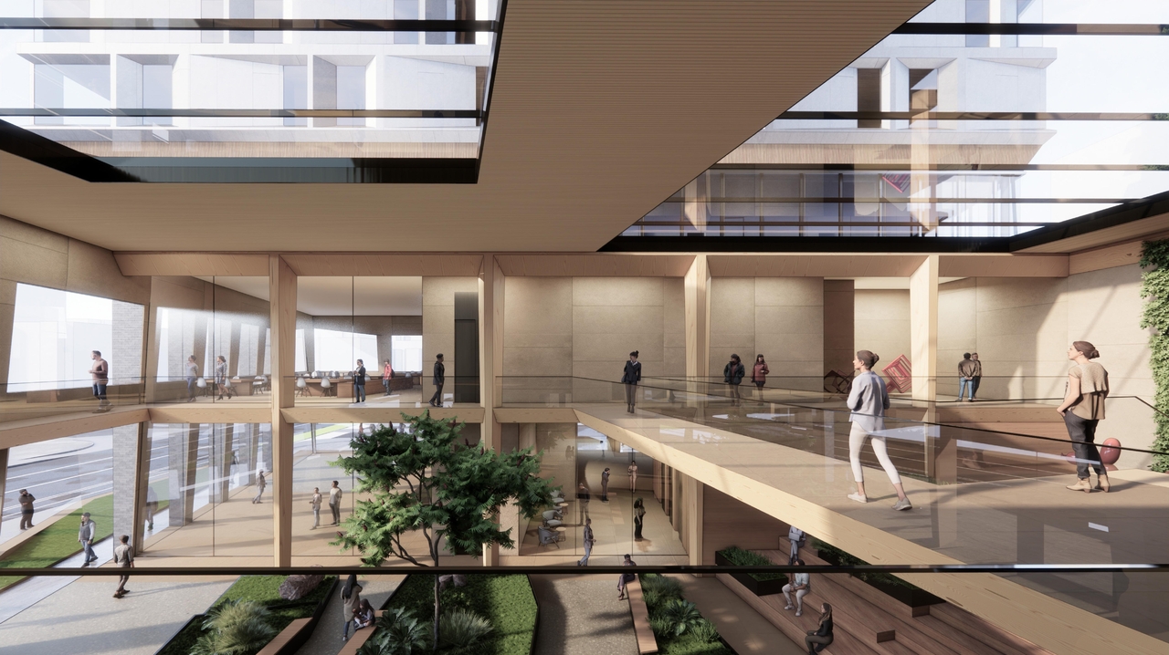 Rendering of building from page 30 of the file '2024-05-07 - Special Design Review Panel Presentation - D01-01-20-0019'