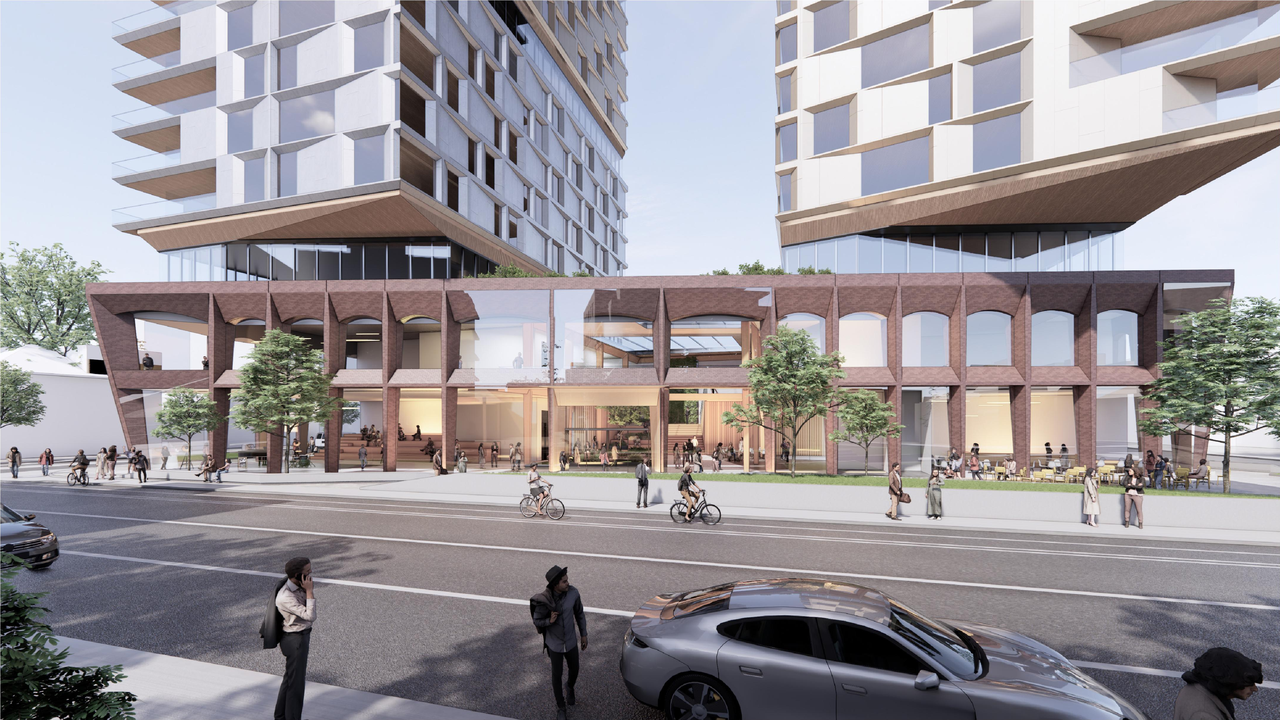 Rendering of building from page 38 of the file '2024-05-07 - Special Design Review Panel Presentation - D01-01-20-0019'