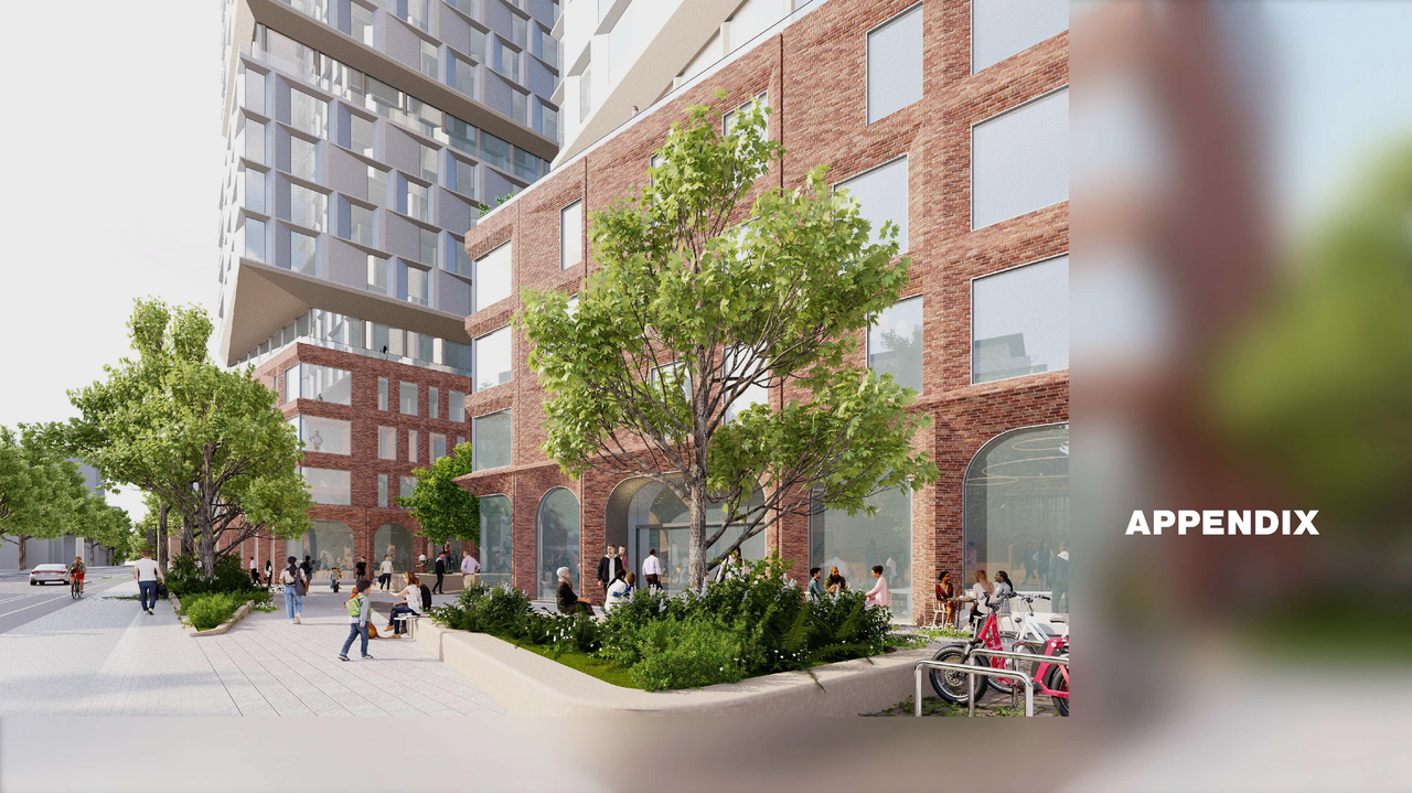 Rendering of building from page 29 of the file '2025-12-04 - Design Brief - D01-01-20-0019'