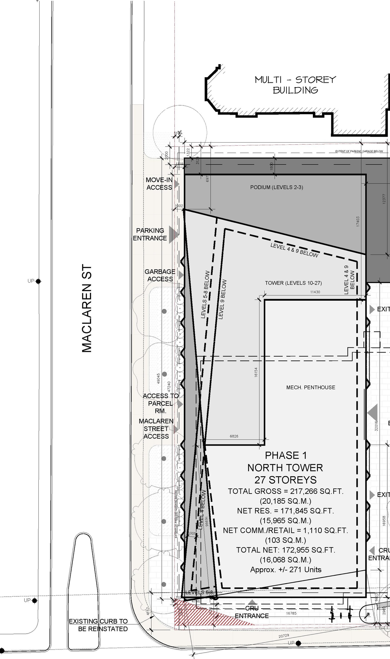 Construction site plan for project from page 46 of the file '2025-02-24 - Design Brief - D01-01-20-0019 & D02-02-20-0101'