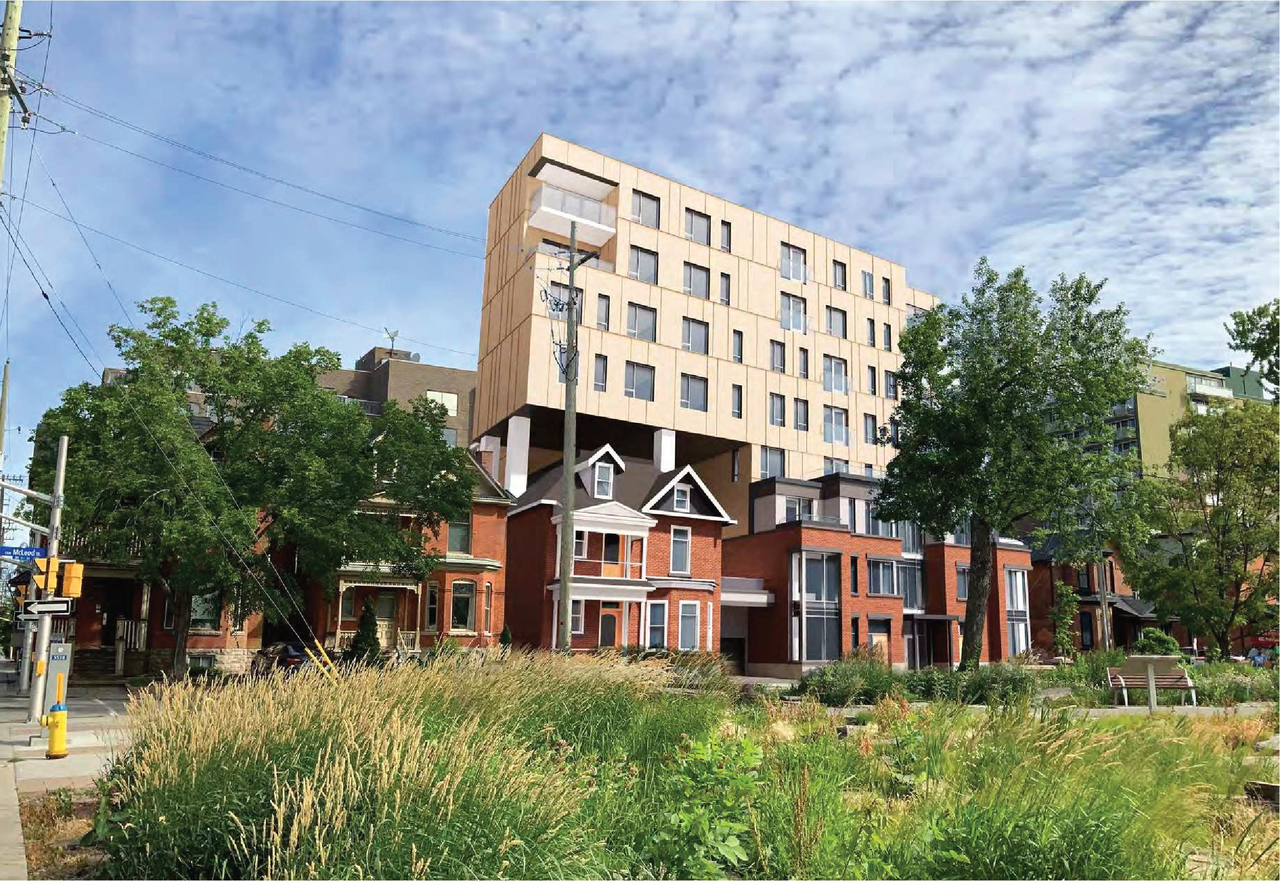 Rendering of building from page 1 of the file '2021-08-19 - Architectural Package and Design Brief - D01-01-21-0014'