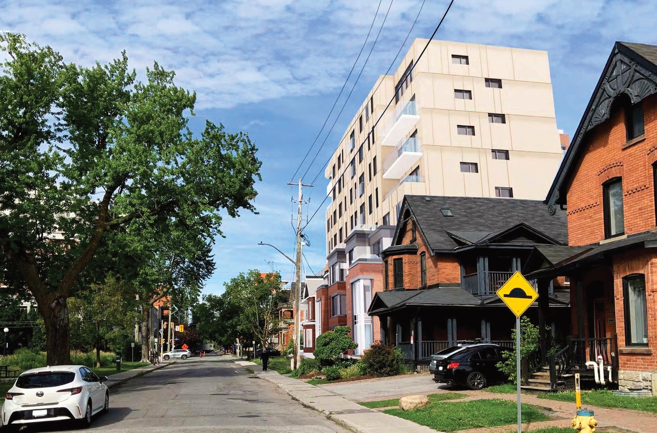 Rendering of building from page 10 of the file '2021-08-19 - Architectural Package and Design Brief - D01-01-21-0014'