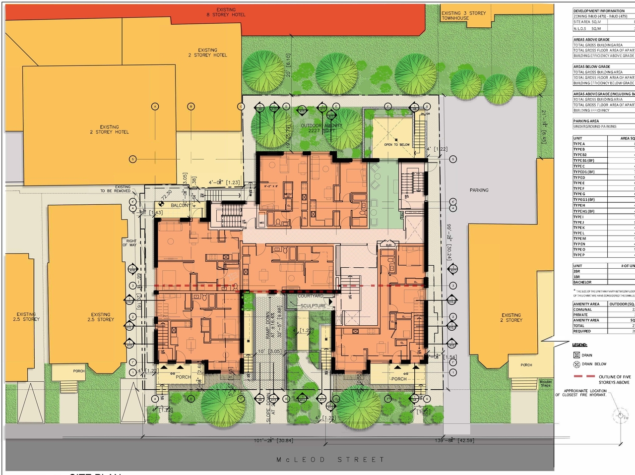 Construction site plan for project from page 1 of the file '2023-01-13 - Floor Plans - D01-01-21-0014'