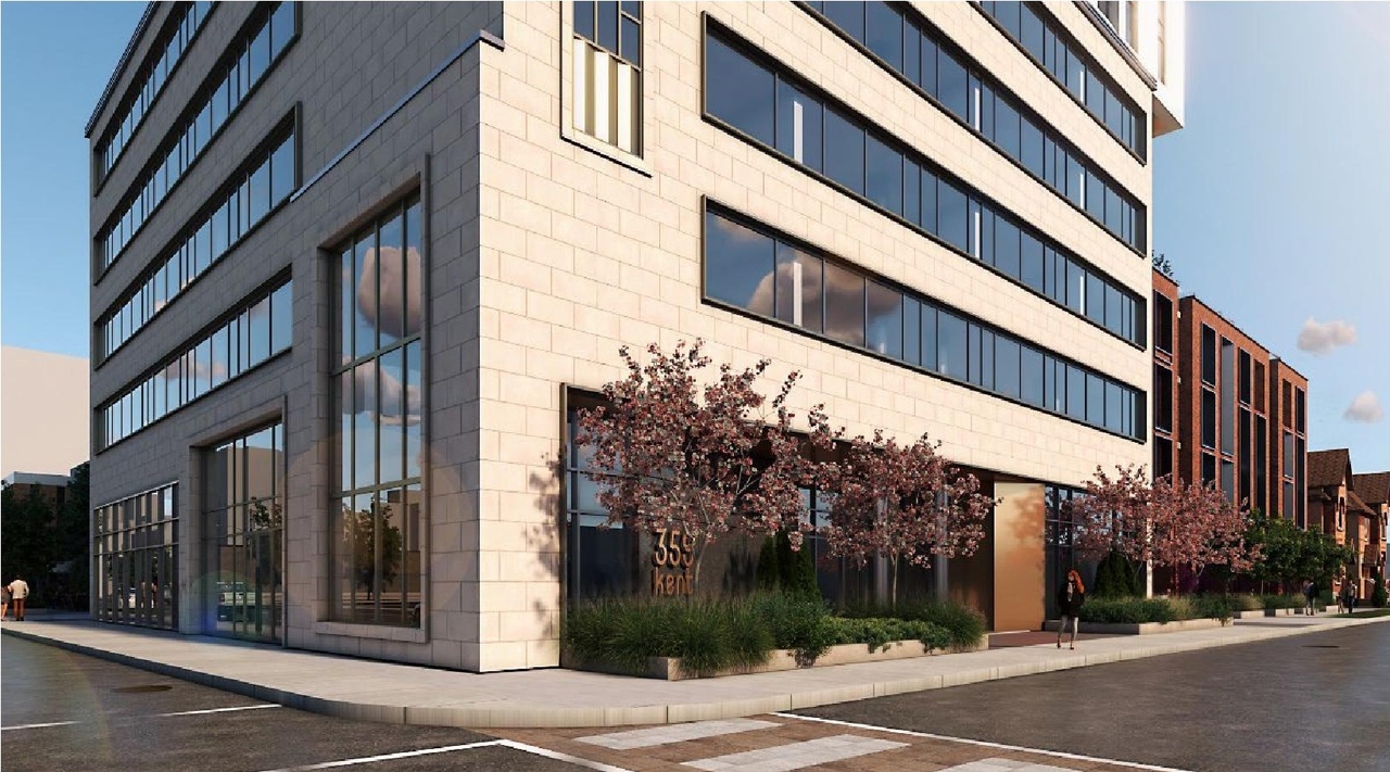 Rendering of building from page 4 of the file '2023-08-01 - Design Brief Revision No 2 - D01-01-21-0015'