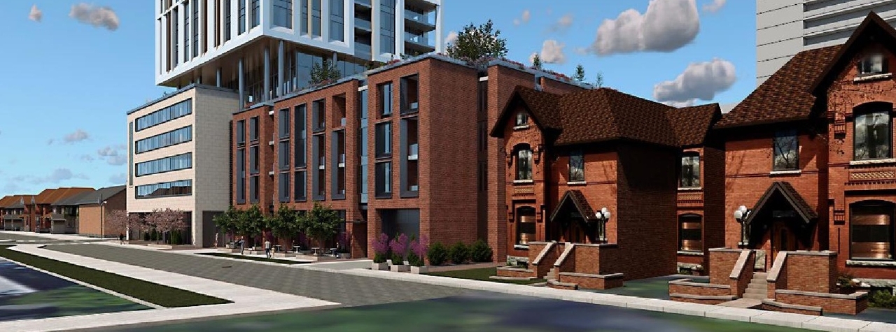 Rendering of building from page 6 of the file '2023-08-01 - Design Brief Revision No 2 - D01-01-21-0015'