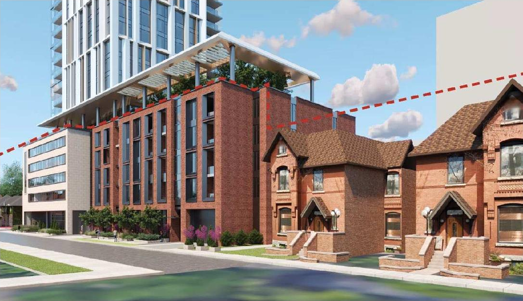 Rendering of building from page 6 of the file '2023-03-20 - Design Brief - D01-01-21-0015'