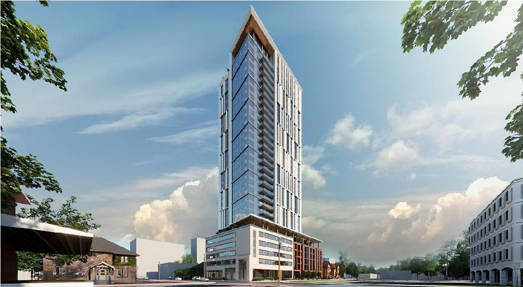 Rendering of building from page 7 of the file '2023-03-20 - Design Brief - D01-01-21-0015'