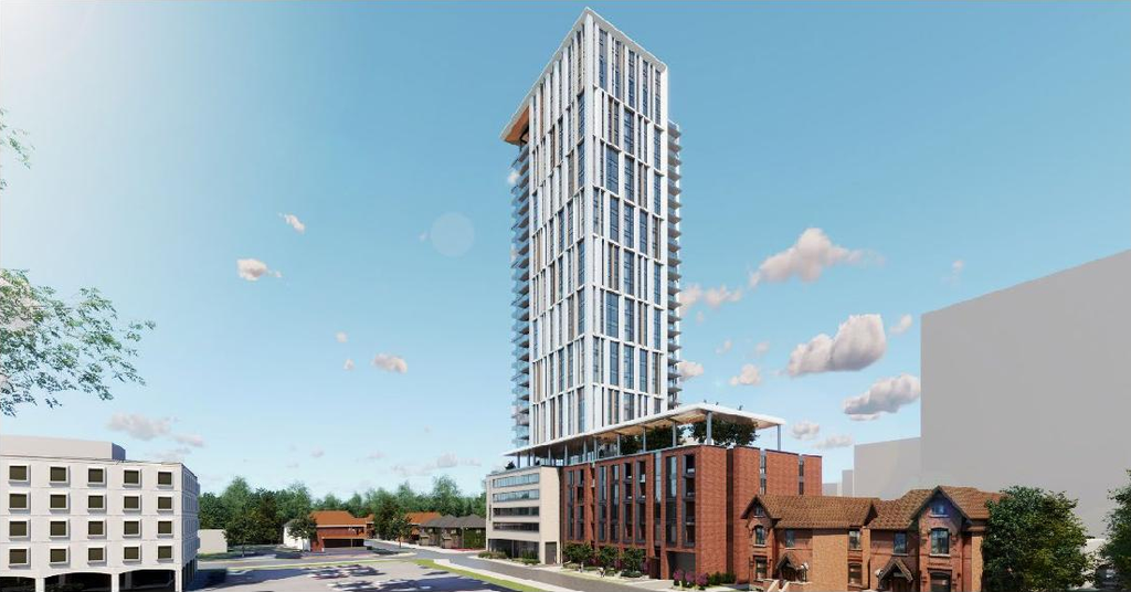 Rendering of building from page 8 of the file '2023-03-20 - Design Brief - D01-01-21-0015'