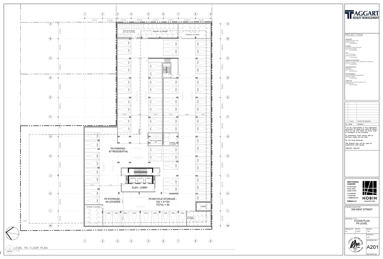Floor plan for project from page 1 of the file '2021-09-08 - Floor Plan Parking Level 5 - D01-01-21-0015'
