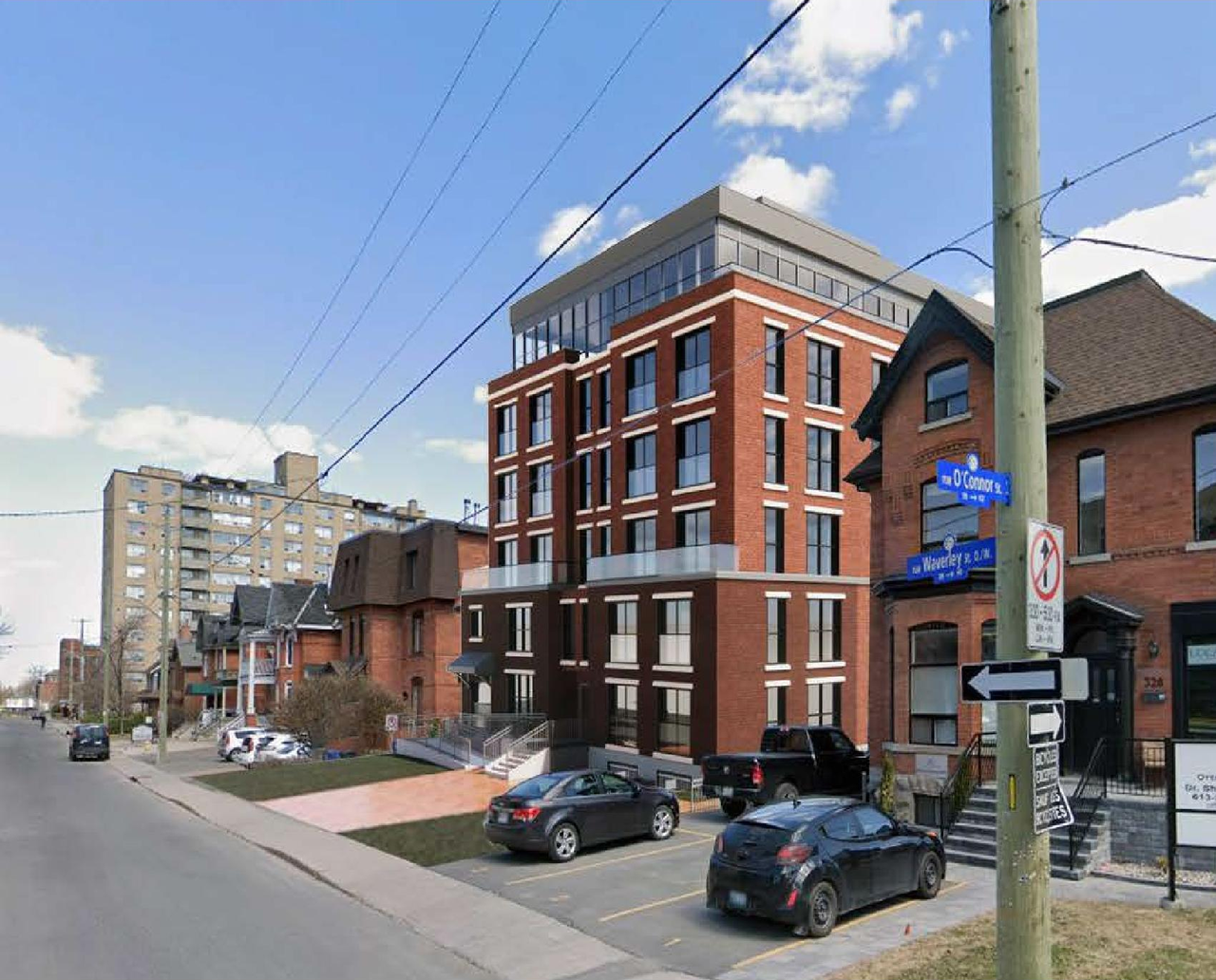 Rendering of building from page 1 of the file '2021-09-15 - Planning Rationale and Design Brief - D01-01-21-0016'