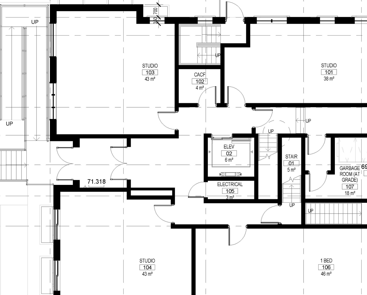 Floor plan for project from page 2 of the file '2021-09-15 - Floor Plans and Building Elevations - D01-01-21-0016'