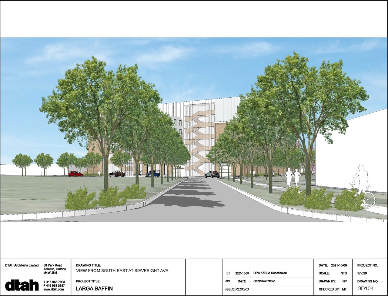 Rendering of building from page 5 of the file '2021-10-14 - Aerial View North West - D01-01-21-0022'