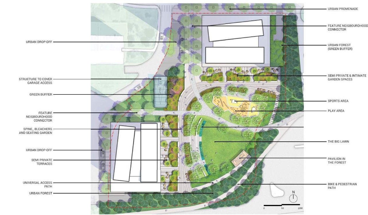 Construction site plan for project from page 17 of the file '2023-12-21 - Urban Design Review Drawing Package - D01-01-22-0004'