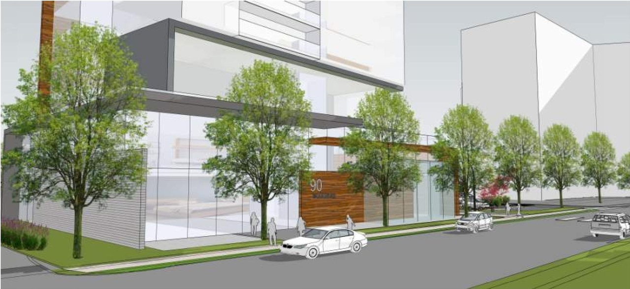 Rendering of building from page 5 of the file '2023-12-21 - Urban Design Review Drawing Package - D01-01-22-0004'