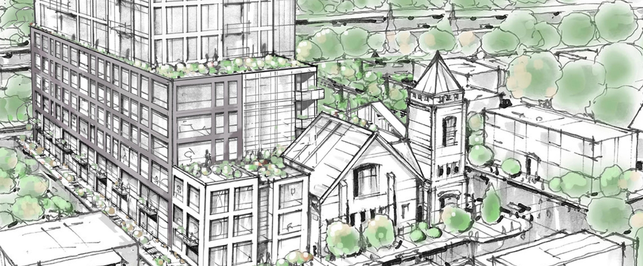 Rendering of building from page 25 of the file '2023-06-07 - Design Brief and Architectural Brochure - D01-01-23-0004'