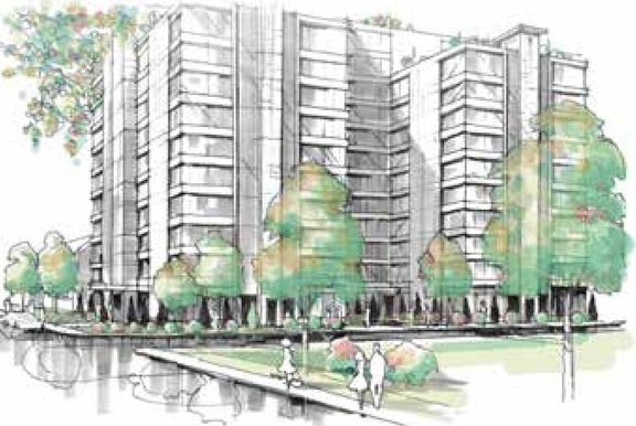 Rendering of building from page 18 of the file '2023-05-03 - Design Brief - D01-01-23-0004'