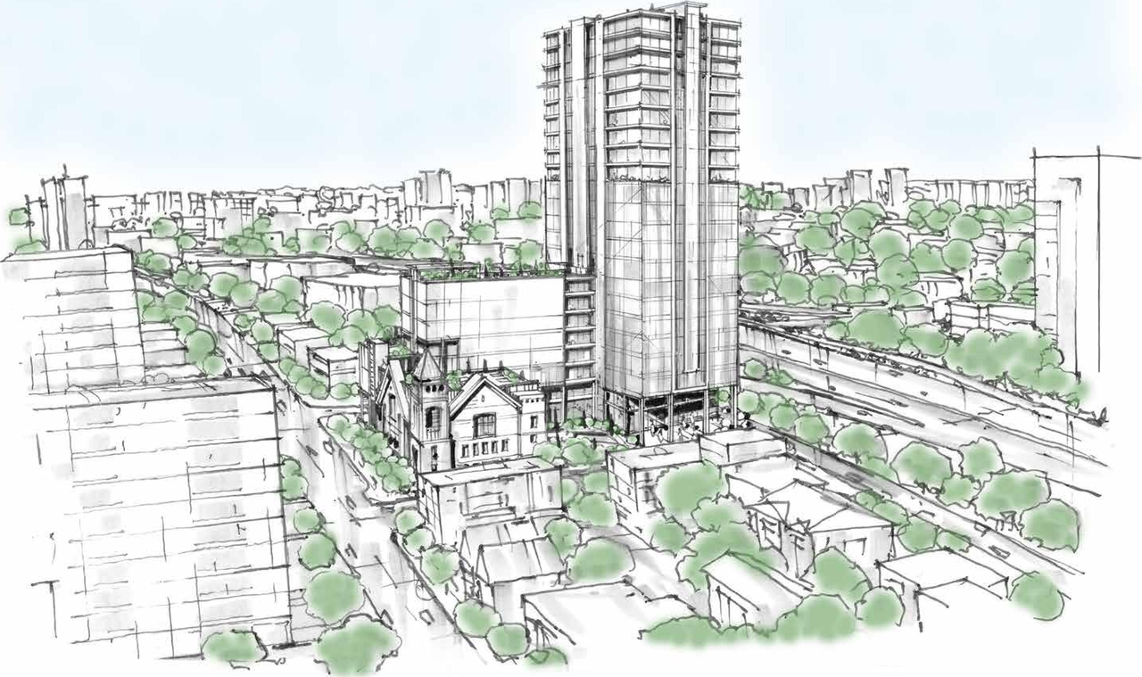 Rendering of building from page 26 of the file '2023-05-03 - Design Brief - D01-01-23-0004'