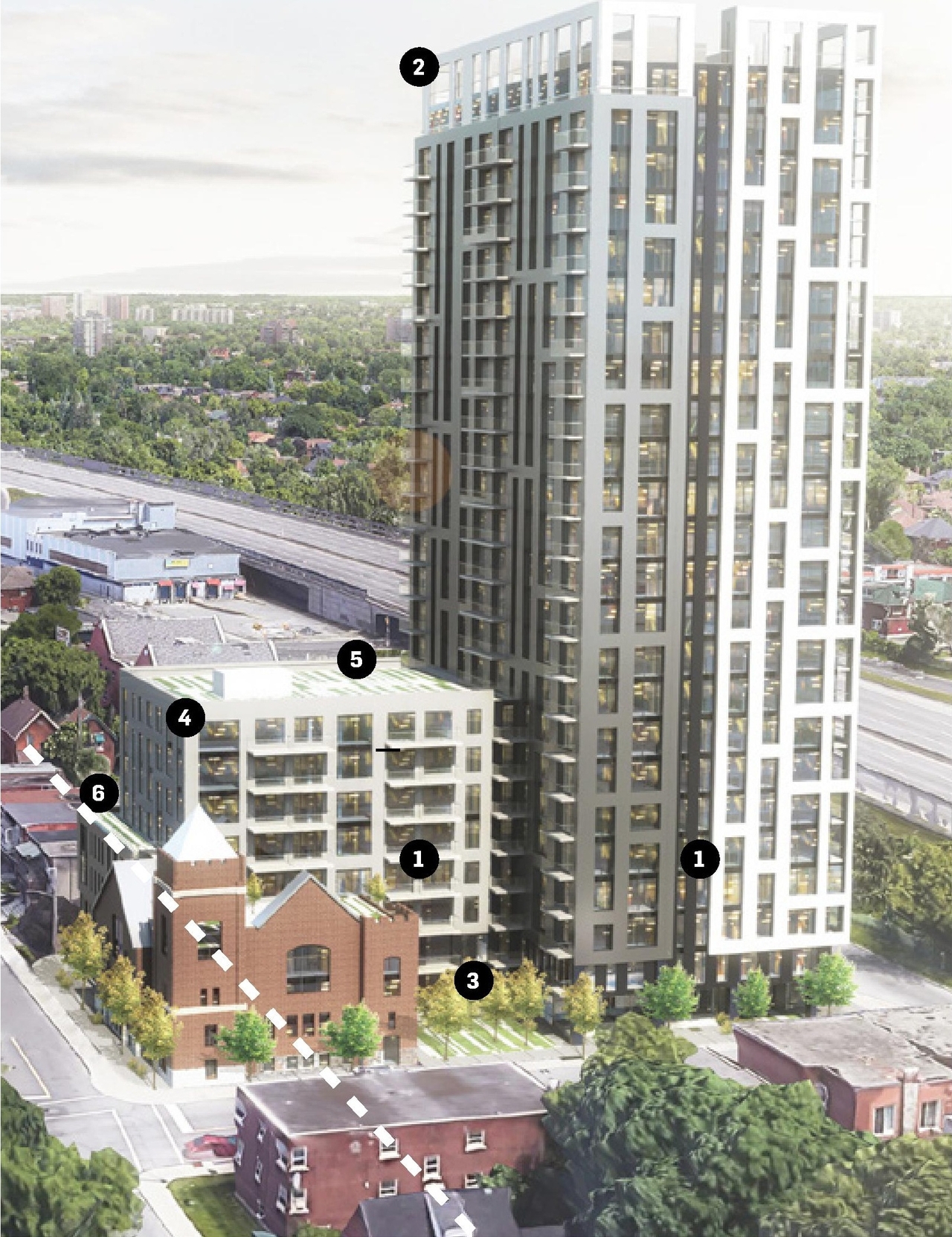 Rendering of building from page 21 of the file '2023-09-18 - Architectural Design Brief - D01-01-23-0004'