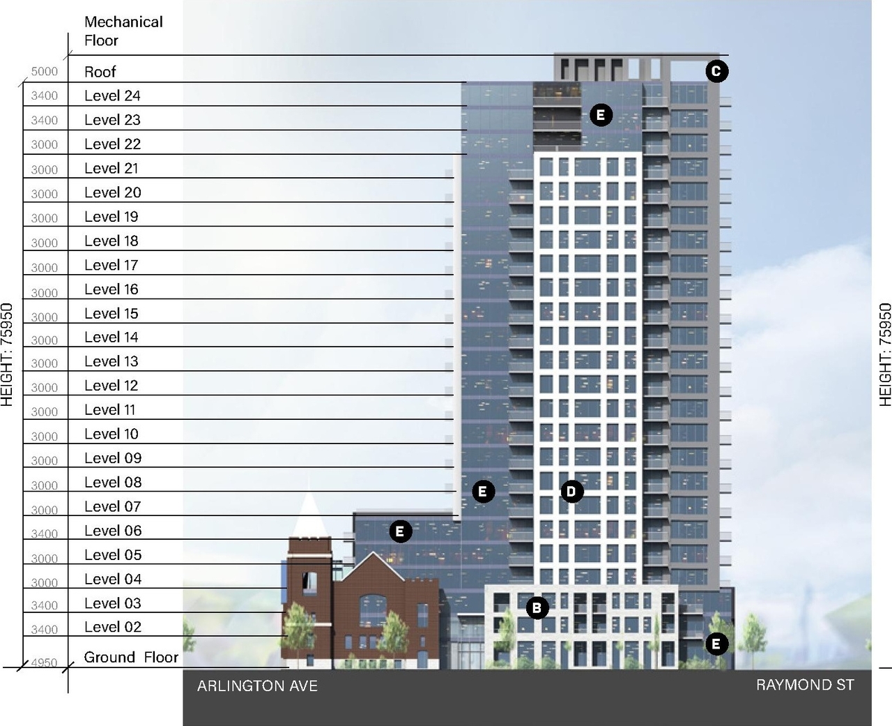 Rendering of building from page 54 of the file '2023-09-18 - Architectural Design Brief - D01-01-23-0004'