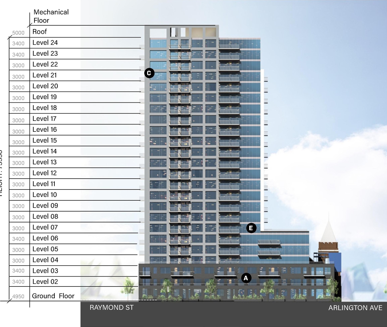 Rendering of building from page 55 of the file '2023-09-18 - Architectural Design Brief - D01-01-23-0004'