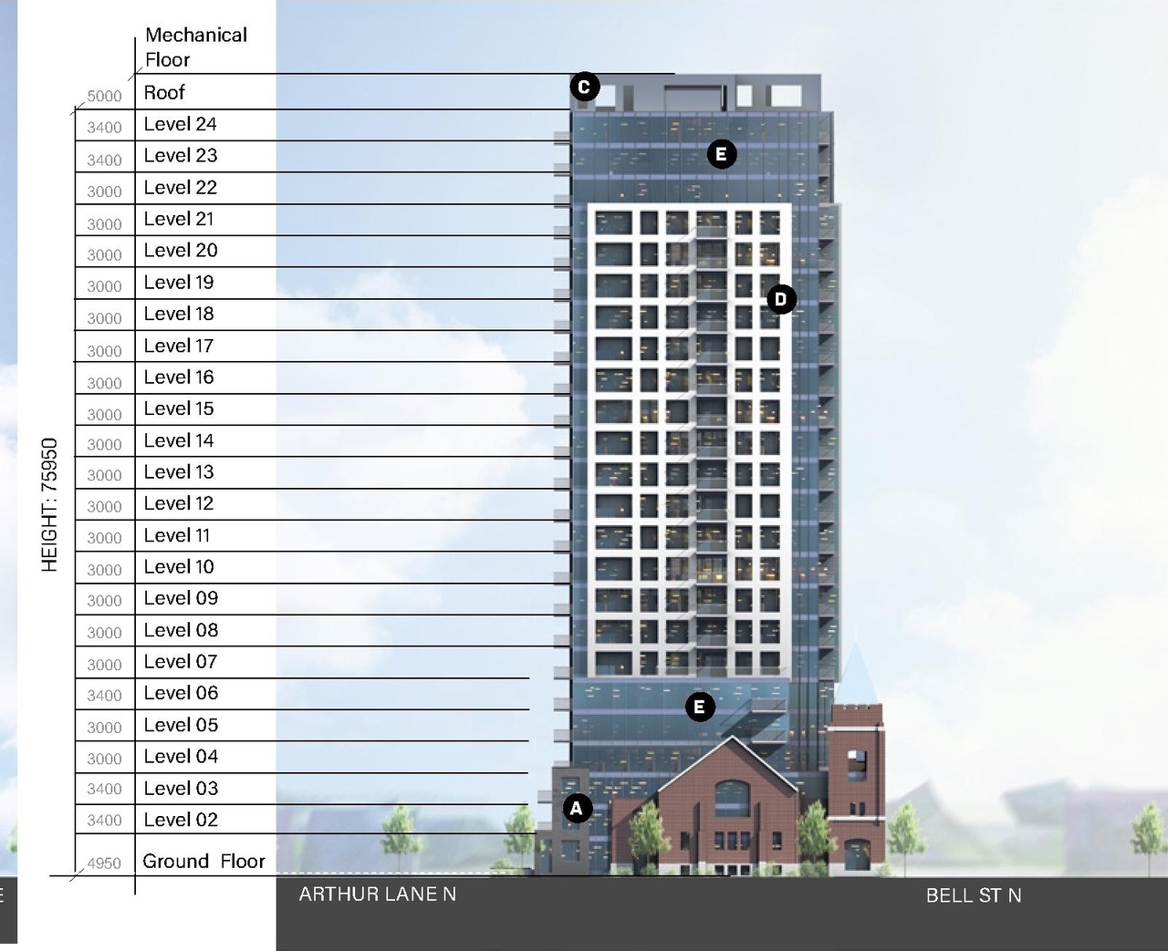 Rendering of building from page 55 of the file '2023-09-18 - Architectural Design Brief - D01-01-23-0004'