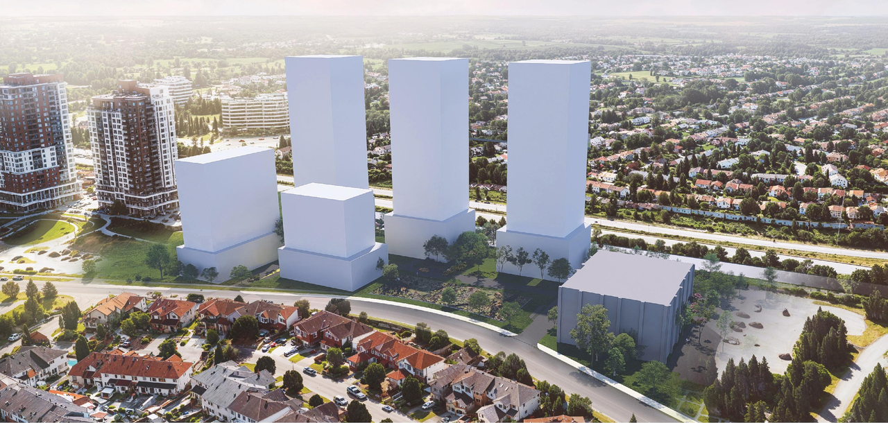 Rendering of building from page 34 of the file '2025-06-23 - Design Brief - D01-01-23-0005 and D02-02-23-0033'