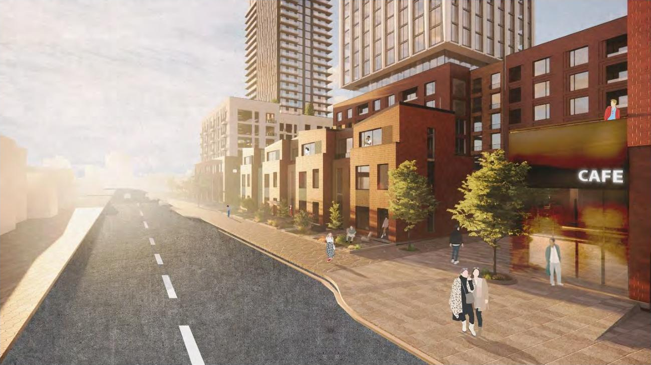 Rendering of building from page 41 of the file '2023-05-29 - Planning Rationale and Design Brief - D01-01-23-0008'