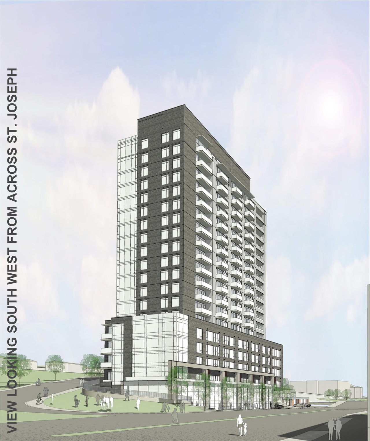 Rendering of building from page 23 of the file '2024-03-19 - Urban Design Review Panel Slide Deck - D01-01-23-0010'