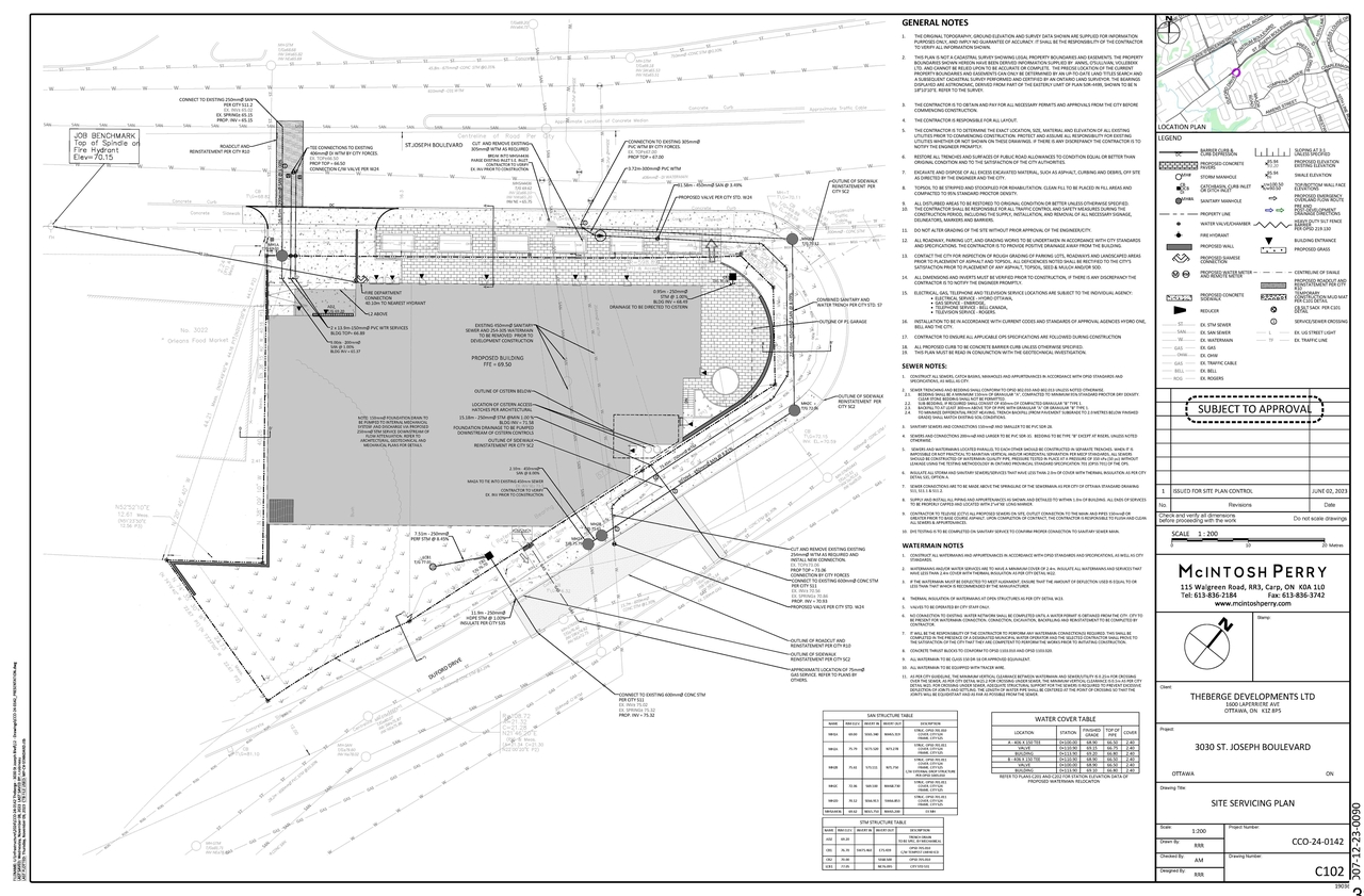 Construction site plan for project from page 34 of the file '2024-03-19 - Urban Design Review Panel Slide Deck - D01-01-23-0010'