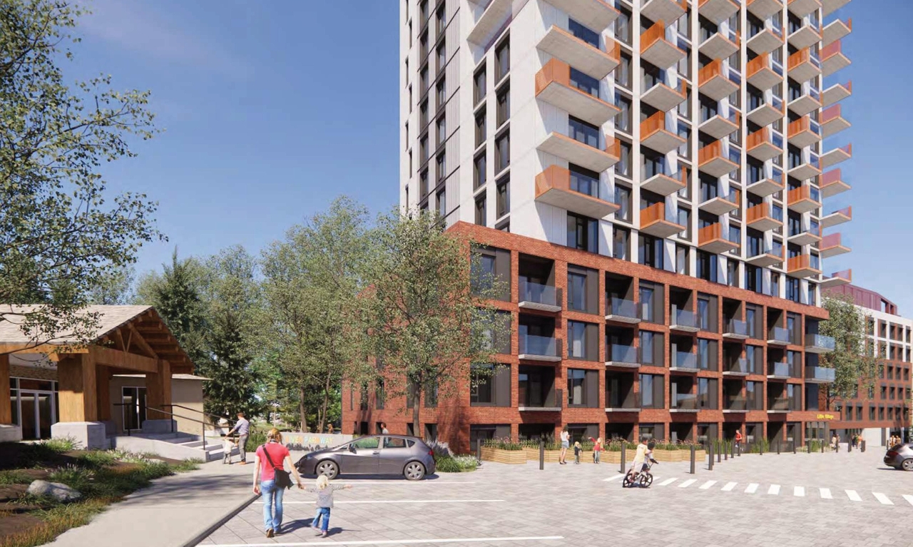 Rendering of building from page 7 of the file '2024-06-21 - Design Brief - D01-01-23-0014'