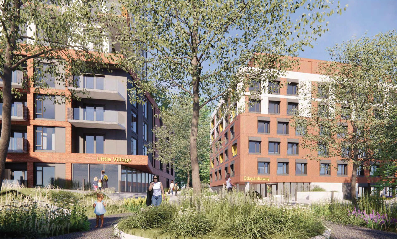 Rendering of building from page 9 of the file '2024-06-21 - Design Brief - D01-01-23-0014'