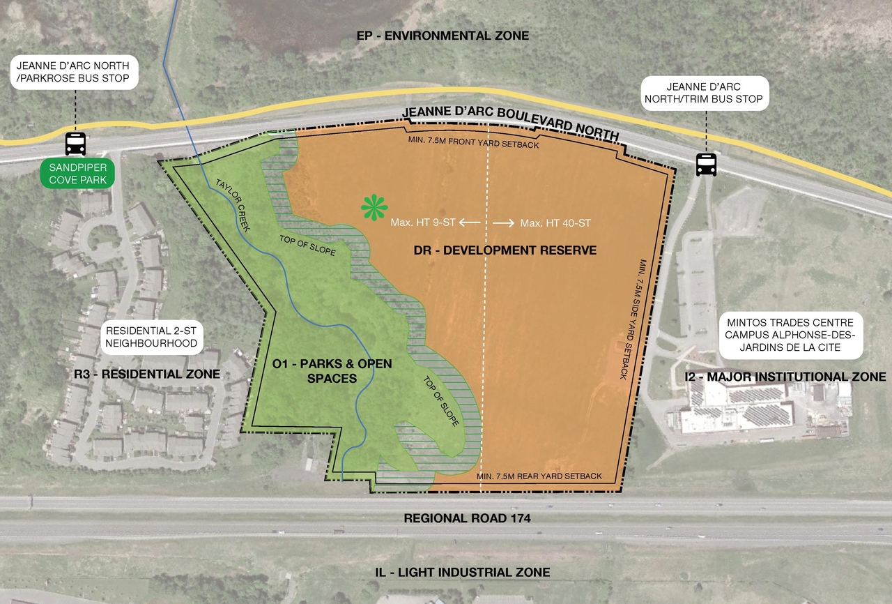 Construction site plan for project from page 5 of the file '2023-12-28 - Petrie Landing III Design Brief - D01-01-23-0018'