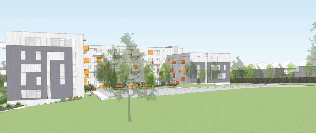 Rendering of building from page 7 of the file '2024-05-03 - Urban Design Brief - D01-01-24-0006'