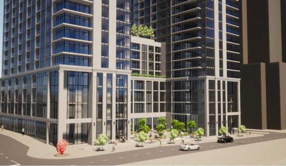 Rendering of building from page 21 of the file '2024-06-19 - Design Brief - D01-01-24-0014'