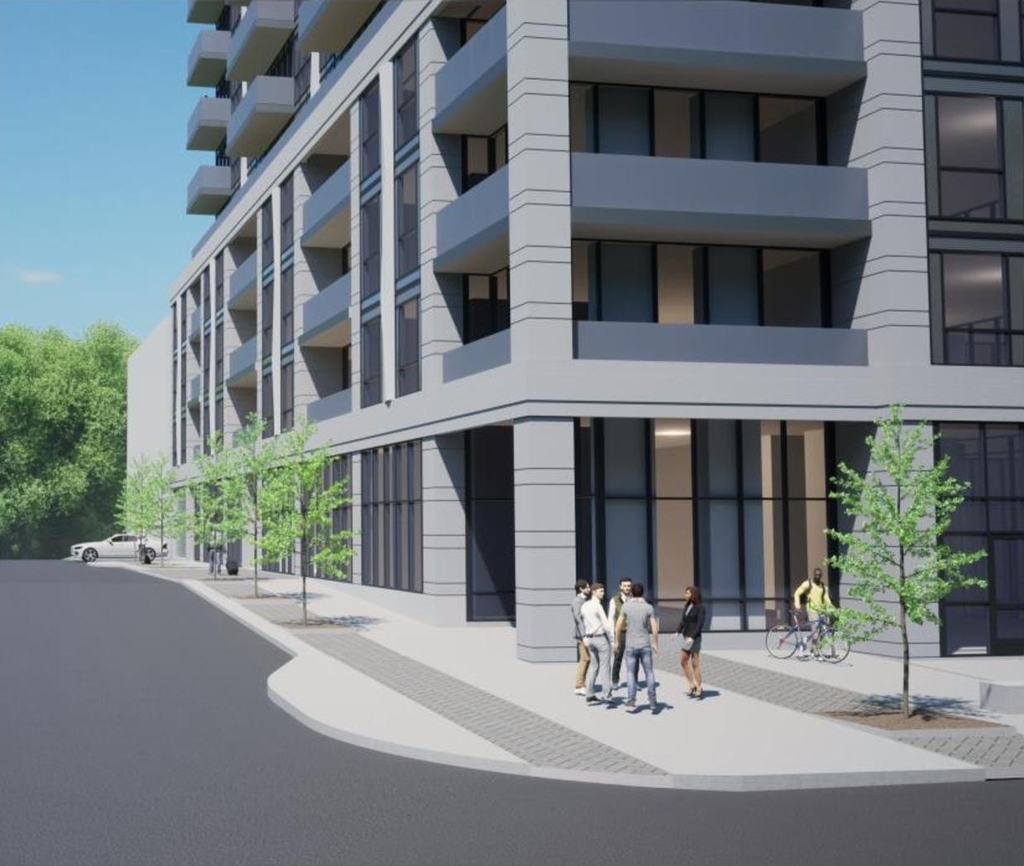 Rendering of building from page 28 of the file '2024-06-19 - Design Brief - D01-01-24-0014'