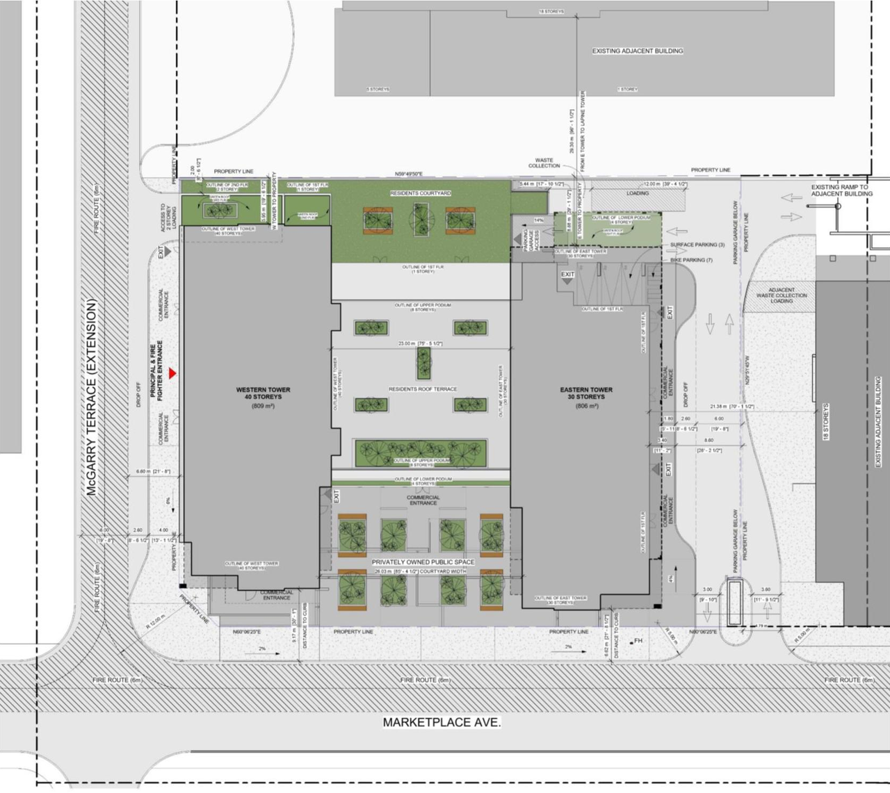 Construction site plan for project from page 23 of the file '2024-06-19 - Urban Design Review Panel Report - D01-01-24-0014'
