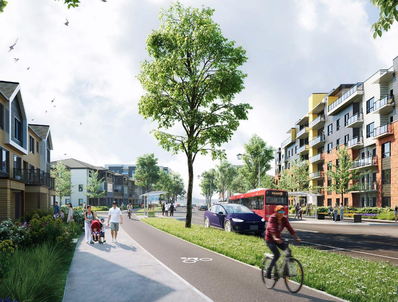 Rendering of building from page 8 of the file '2024-10-21 - Design Brief - D01-01-24-0023'