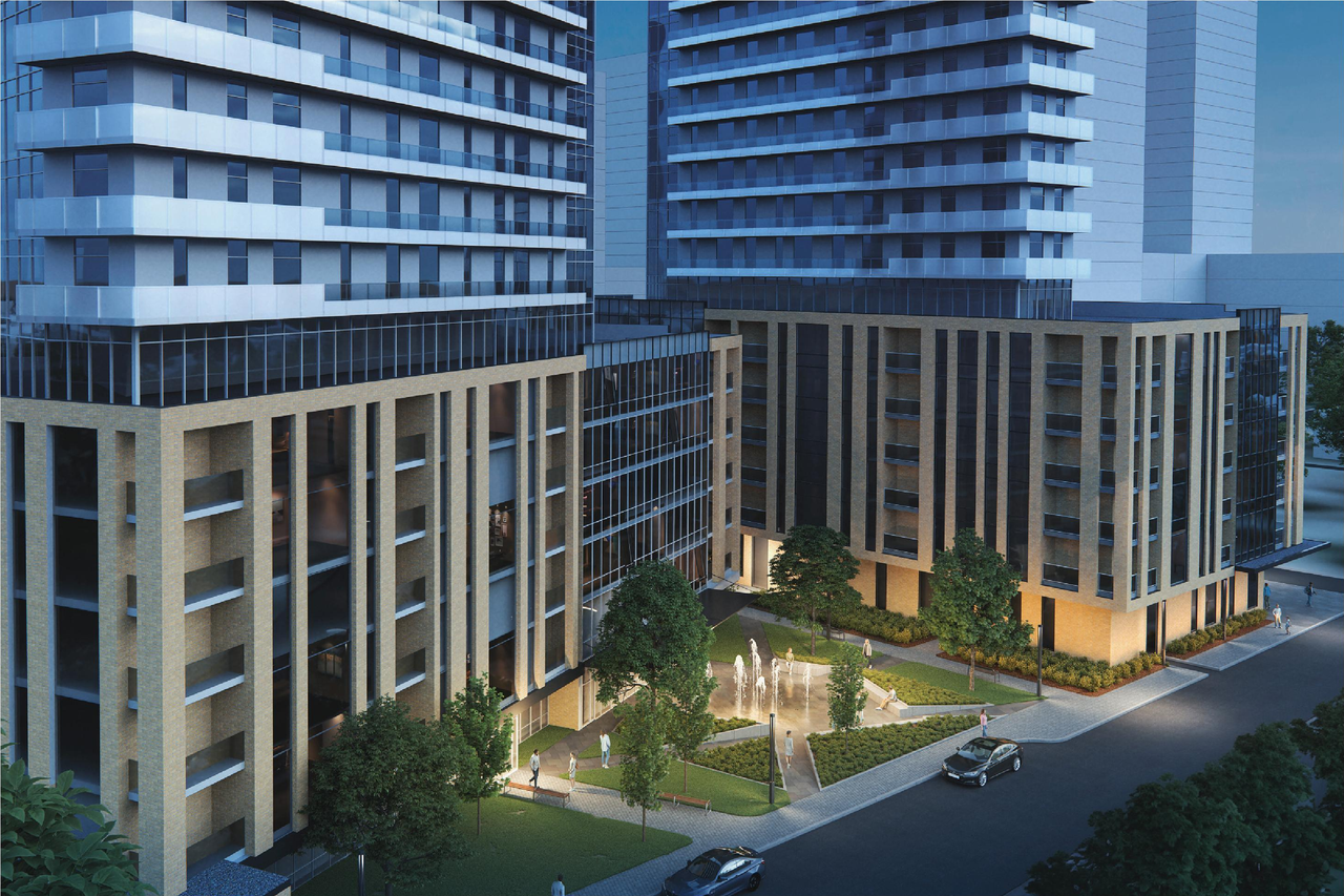 Rendering of building from page 33 of the file '2026-07-29 - Signed Urban Design Brief - D01-01-24-0027'