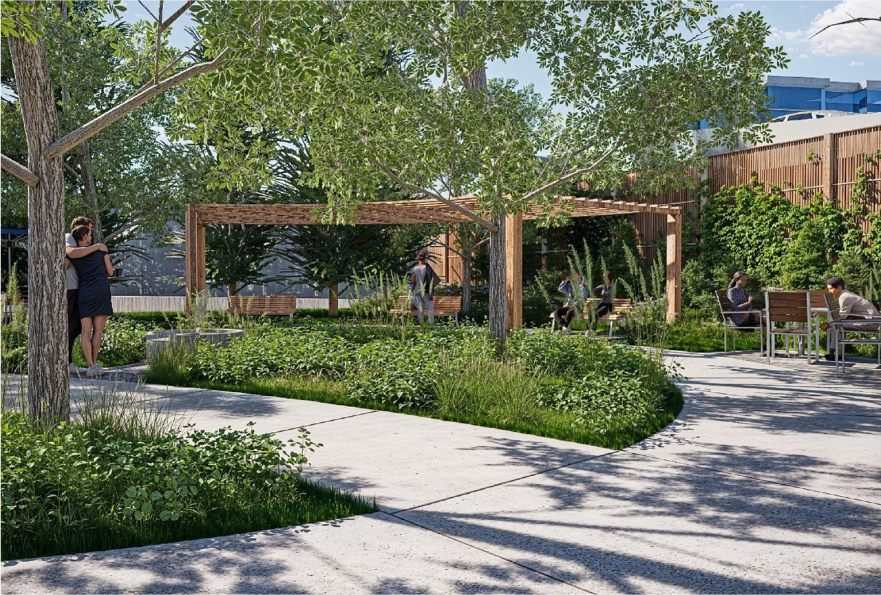 Rendering of building from page 28 of the file '2025-03-20 - Urban Design Brief - D01-01-24-0028'