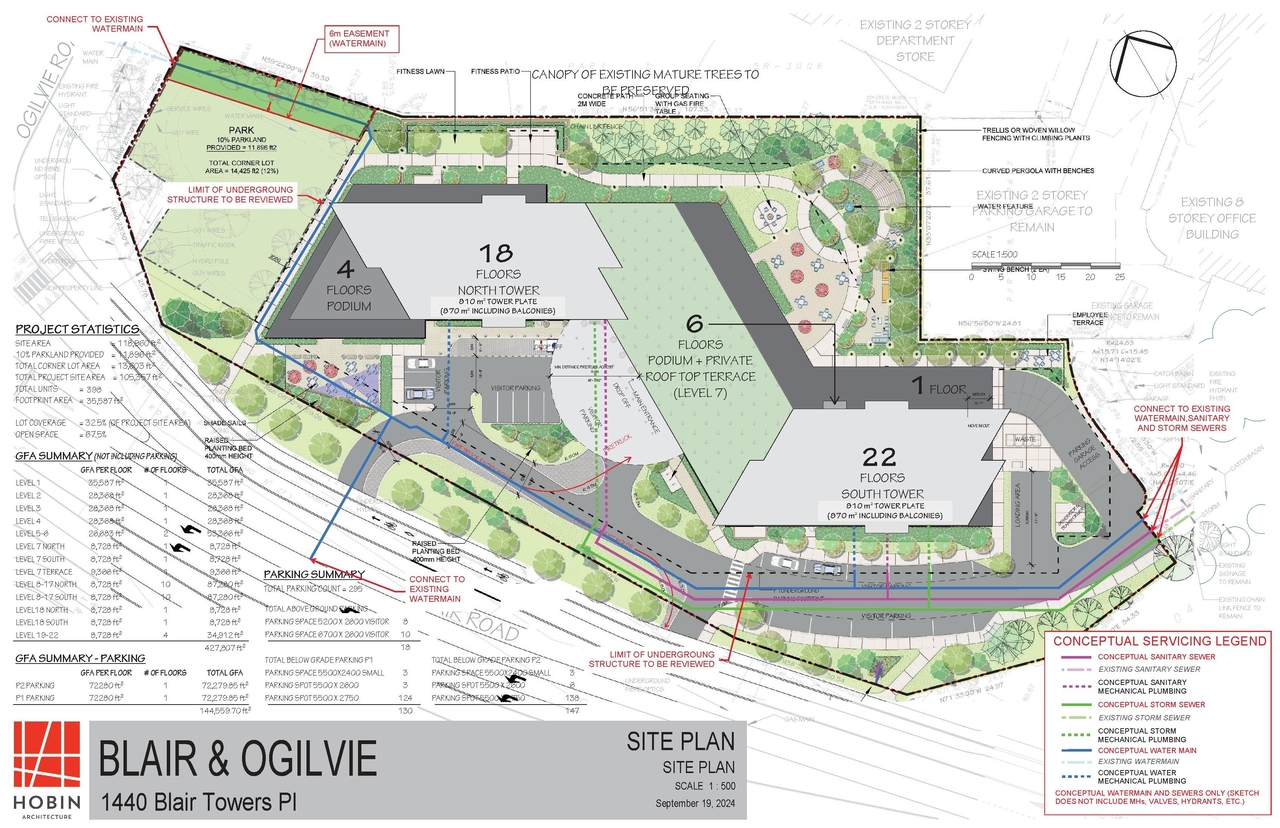 Construction site plan for project from page 54 of the file '2025-03-20 - Urban Design Brief - D01-01-24-0028'