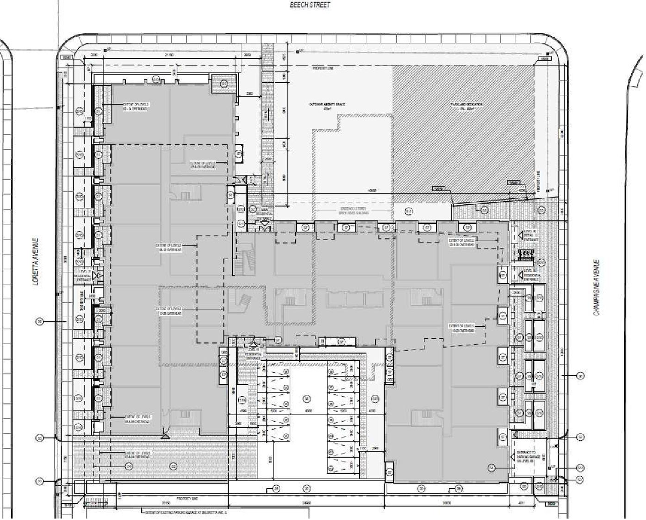 Construction site plan for project from page 12 of the file '2025-12-24 - Planning Rationale & Urban Design Brief - D01-01-25-0027 & D02-02-25-0103'