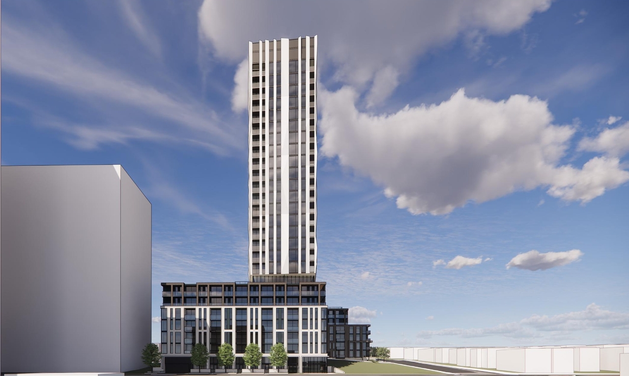 Rendering of building from page 11 of the file '2025-12-24 - Design Brief - D01-01-25-0027 & D02-02-25-0103'