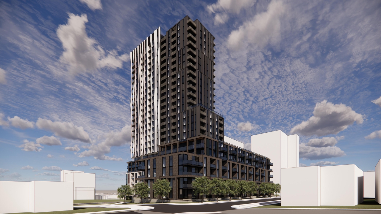 Rendering of building from page 21 of the file '2025-12-24 - Design Brief - D01-01-25-0027 & D02-02-25-0103'