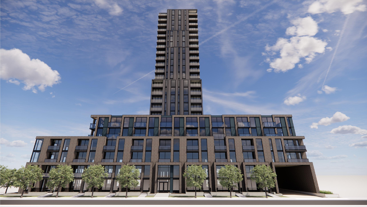 Rendering of building from page 22 of the file '2025-12-24 - Design Brief - D01-01-25-0027 & D02-02-25-0103'