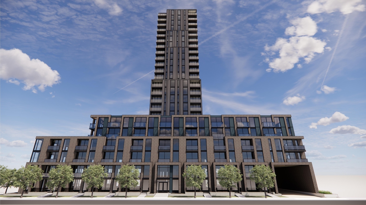 Rendering of building from page 22 of the file '2025-12-24 - Design Brief - D01-01-25-0027 & D02-02-25-0103'