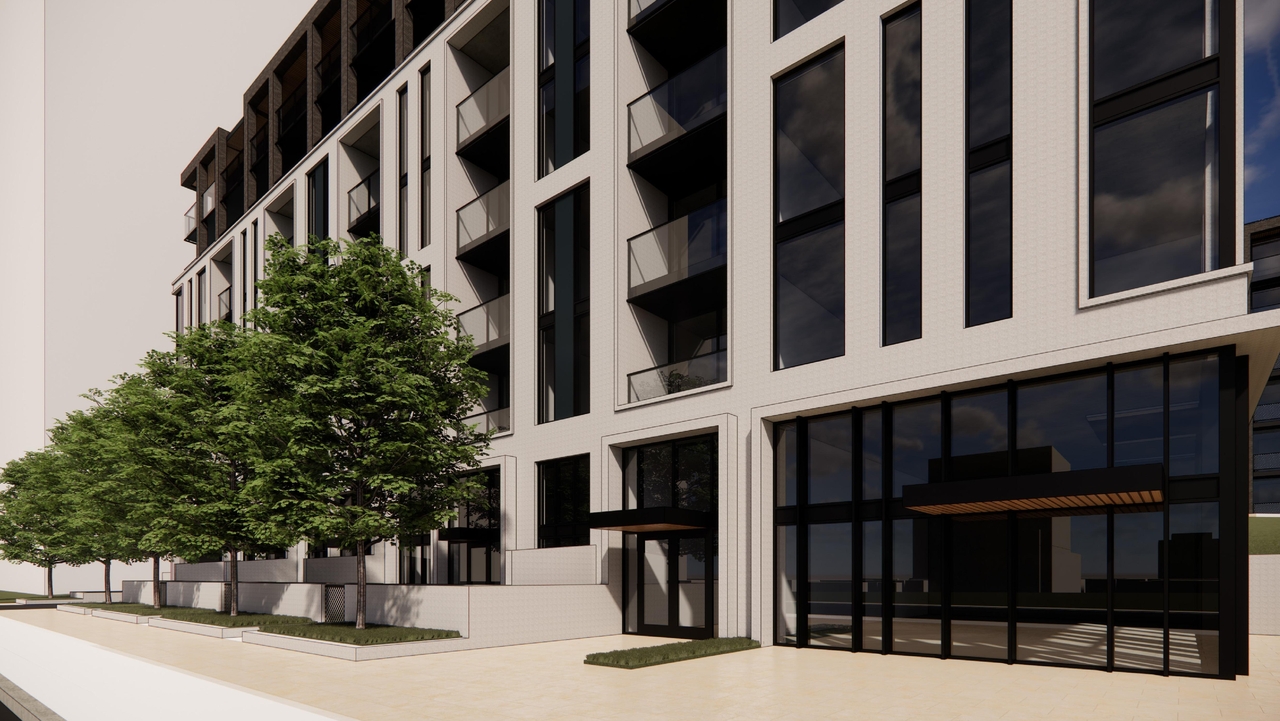 Rendering of building from page 27 of the file '2025-12-24 - Design Brief - D01-01-25-0027 & D02-02-25-0103'