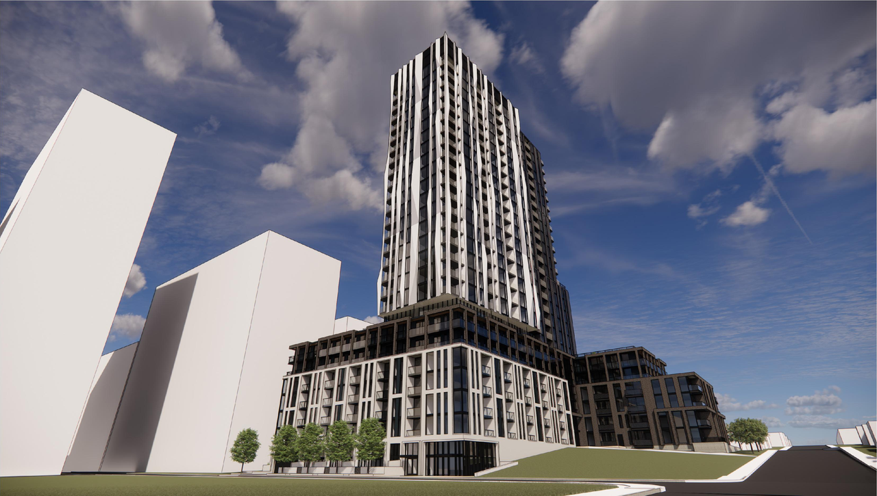 Rendering of building from page 28 of the file '2025-12-24 - Design Brief - D01-01-25-0027 & D02-02-25-0103'