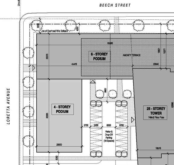 Construction site plan for project from page 22 of the file '2026-02-27 - UDRP Report - D01-01-25-0027 & D02-02-25-0103'